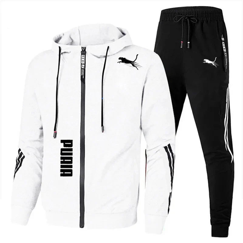 Men's Spring Autumn Tracksuit Set Long Sleeve Hoodie And Joggers 2-Piece Fitness Running Sportswear Casual Clothing