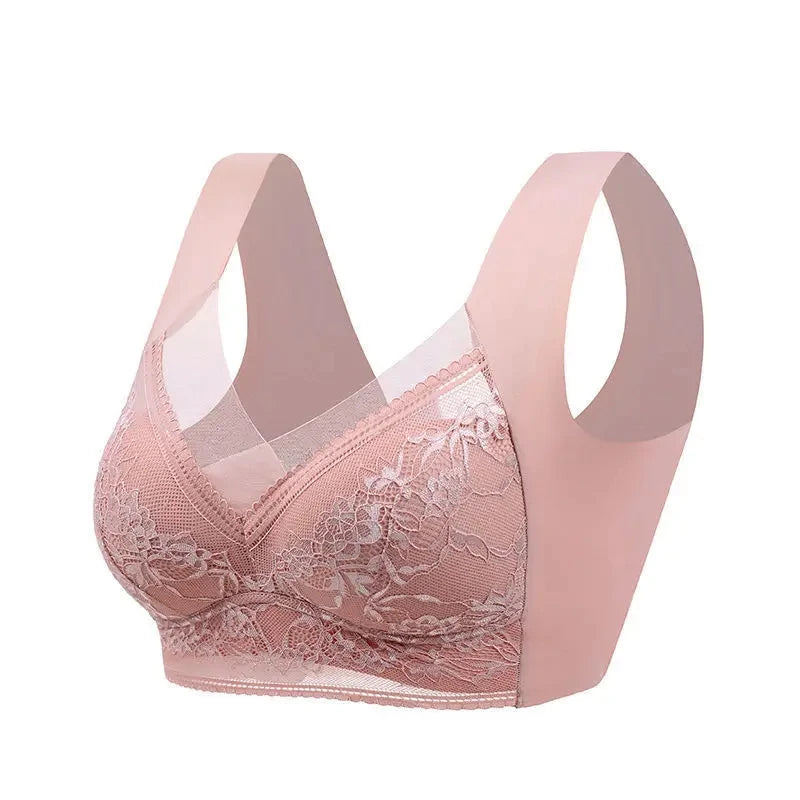 Women Large Bra Push Up Ice Silk Seamless upper Bralette Lace Wireless