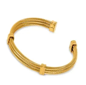 Stainless Steel Inlaid Zircon Bangle Round Bracelets