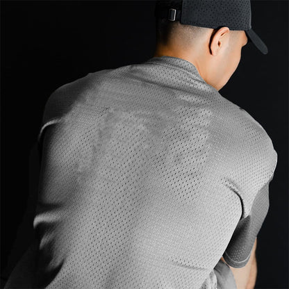 Oversized Loose Men's Casual Sport T-Shirt Gym Bodybuilding Fitness Short Sleeve Shirt Summer Mesh Quick Dry Breathable Clothing