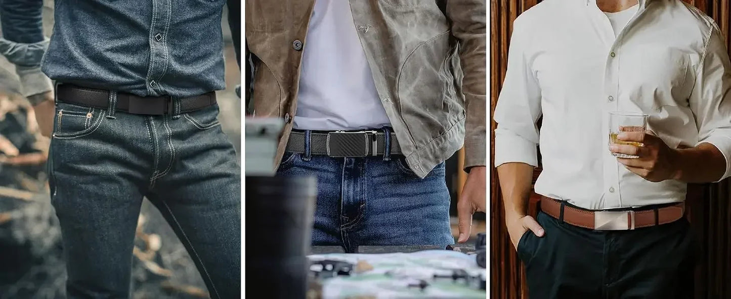Leather belt men High Quality PU Leather Belts, Automatic Buckle Belt, Adjustable No Hole Belt Jeans Belt for Men