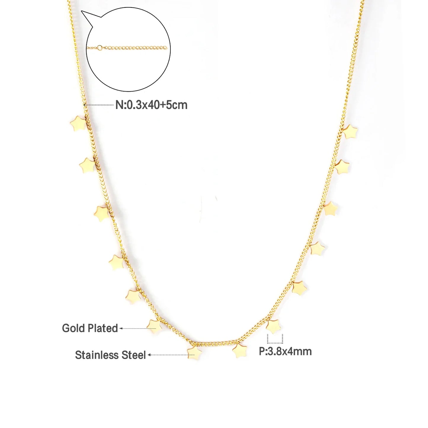 LUXUKISSKIDS Woman Collier бижутерия Golden Chains Necklaces Bohemia Star Heart Elegant Stainless Steel Jewelry Trendy