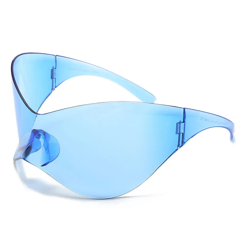 Y2K Sunglasses Women Fashion Silver Oversized Face Mark Shades Reflective Personal Sun Glasses for Cycling Travel