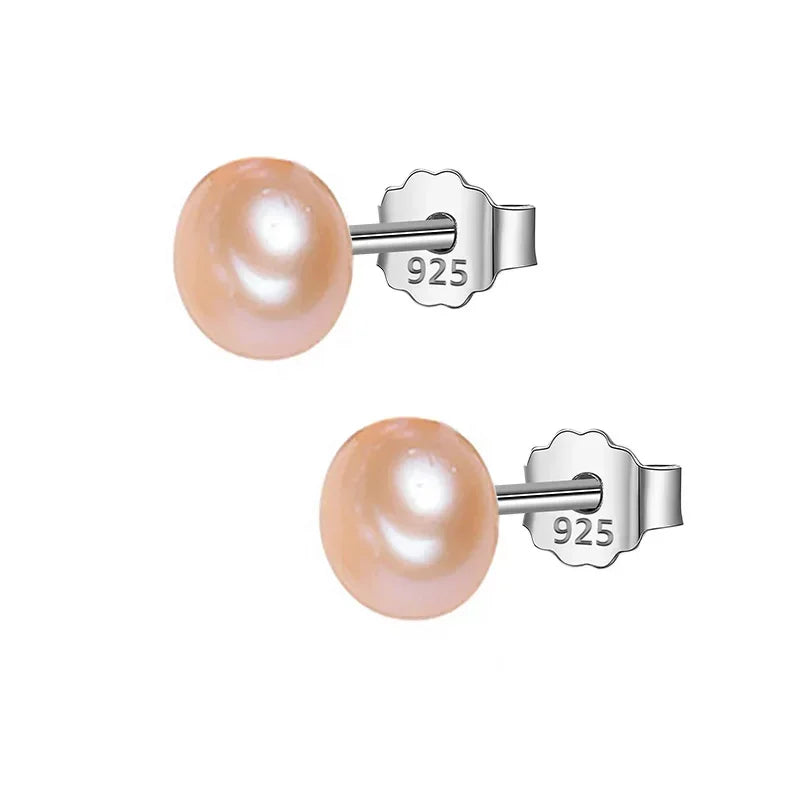 Trustdavis Authentic 925 Sterling Silver Sweet Irregular Pearl Stud Earrings For Women Wedding Party FIne Jewelry DA1224