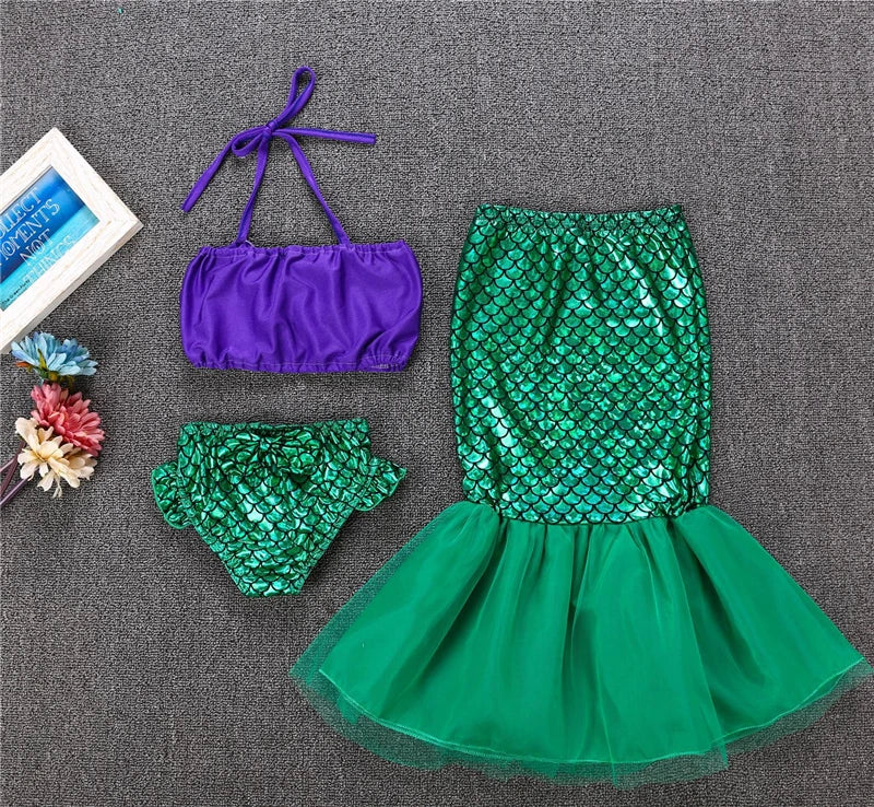 Ariel Dress for Girls Halloween Little Mermaid Costume Child Red Mermaid Wig