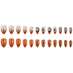 24pcs Halloween Pink Wearing Nails Detachable French Ballerina Nails Art Press on Nails