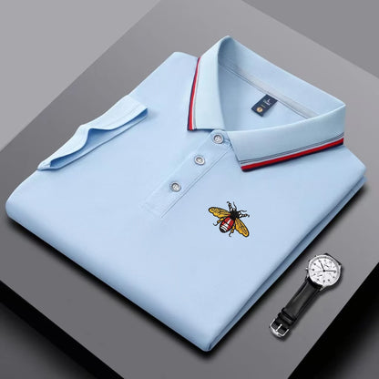 Embroidered New Men's Business Casual Short Sleeved Polo Shirt, Fashionable, Breathable, Comfortable and Versatile Top