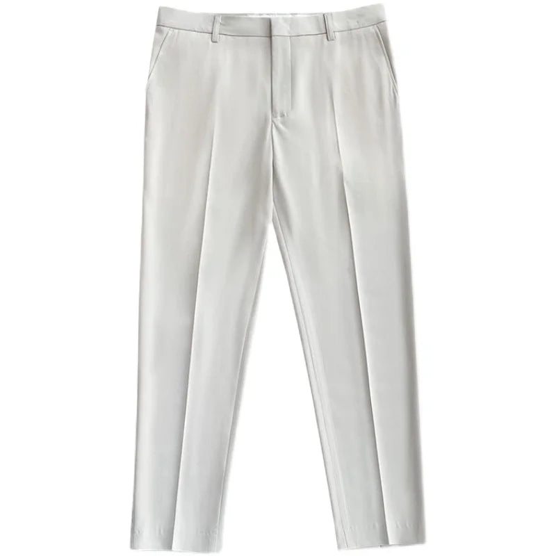 Men's Cropped Trousers with British Style Drape and Lightweight Fabric, Men's Dress Pants