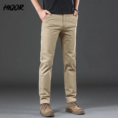 Men's Summer Pants Cotton Casual Pants Man Straight Business Gray Khaki Trousers