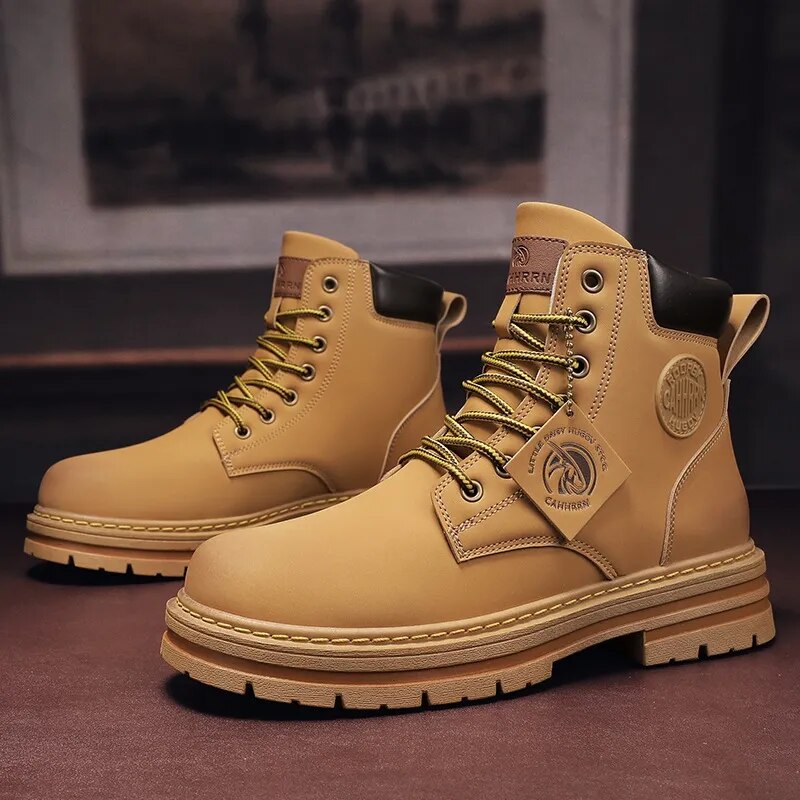 High Top Boots Men Leather Shoes Fashion Motorcycle Ankle Military Boots For Men