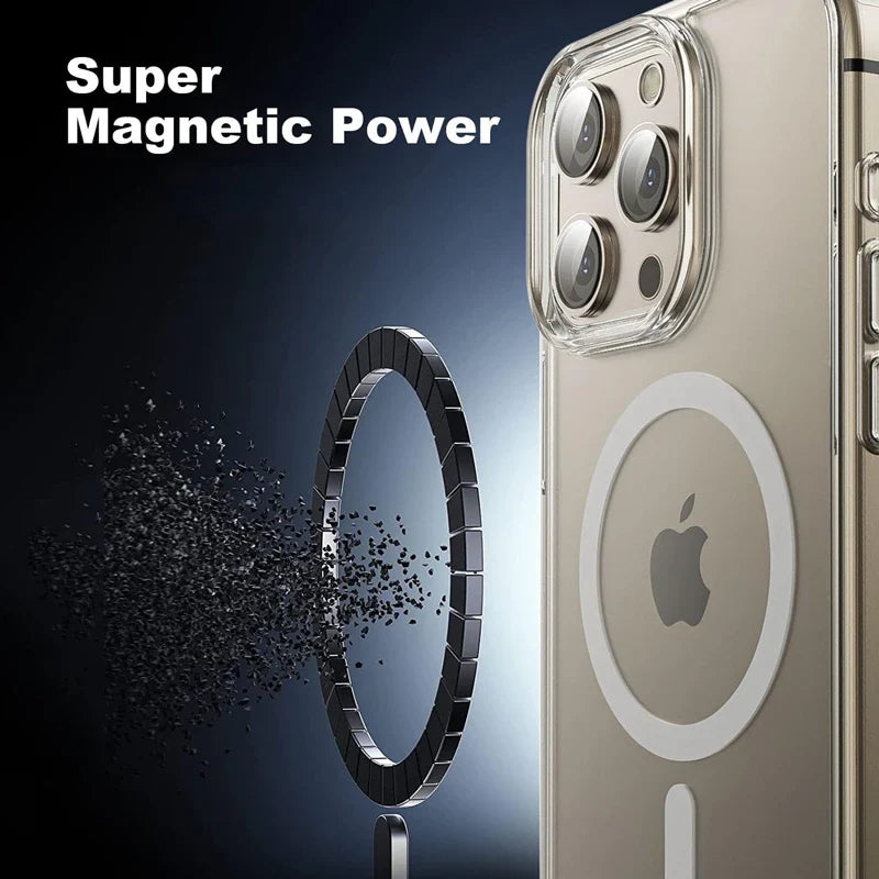 Magnetic Clear Case for iPhone 17 16 15 14 13 11 12 Pro Max Plus Transparent Case Wireless Charge Cover Compatible With Magsafe