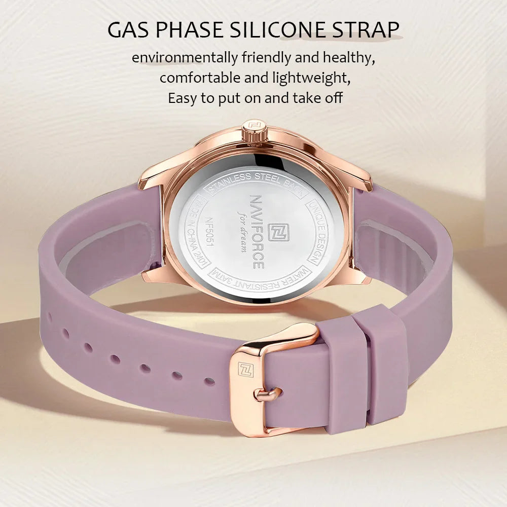 NAVIFORCE Watches for Women Creative Fashion Flower Dial Wristwatch Ladies Quartz Waterproof Shockproof Female Clock Gifts 2024