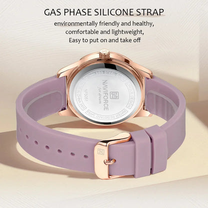 NAVIFORCE Watches for Women Creative Fashion Flower Dial Wristwatch Ladies Quartz Waterproof Shockproof Female Clock Gifts 2024