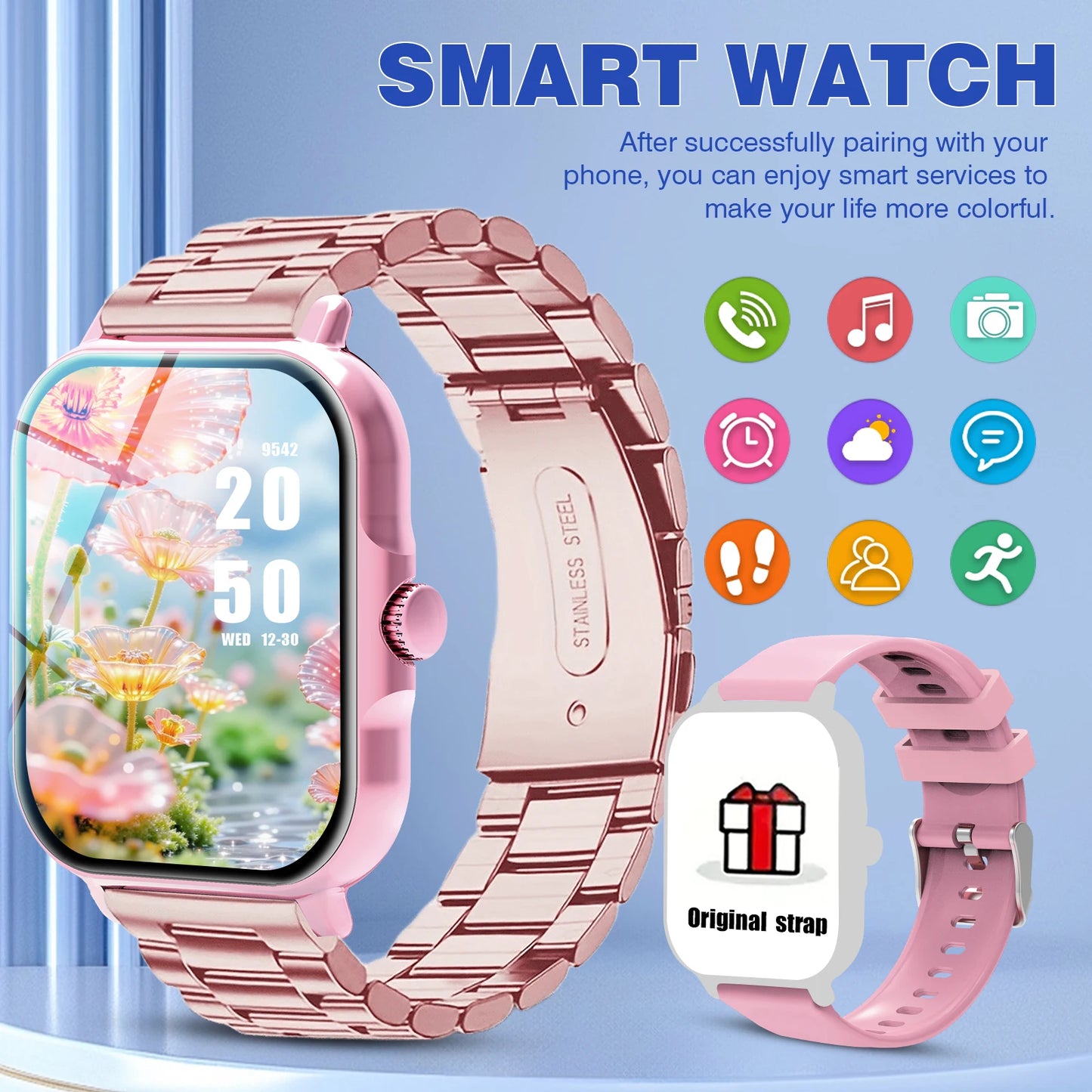 Outdoor sports smartwatch, wireless calling, information reminder, men's and women's multifunctional sports watch