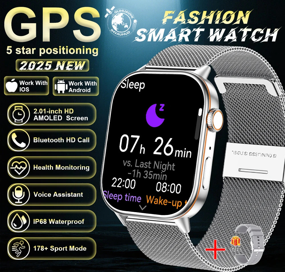 2025 Military GPS Smart Watch Men Flashlight Compass Waterproof Outdoor Sports Tracker Bluetooth Call Smartwatch For Android IOS