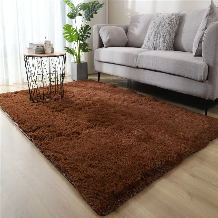 Solid Plush Carpet for Modern Living Room Anti Slip Large Rugs Bedroom Carpet