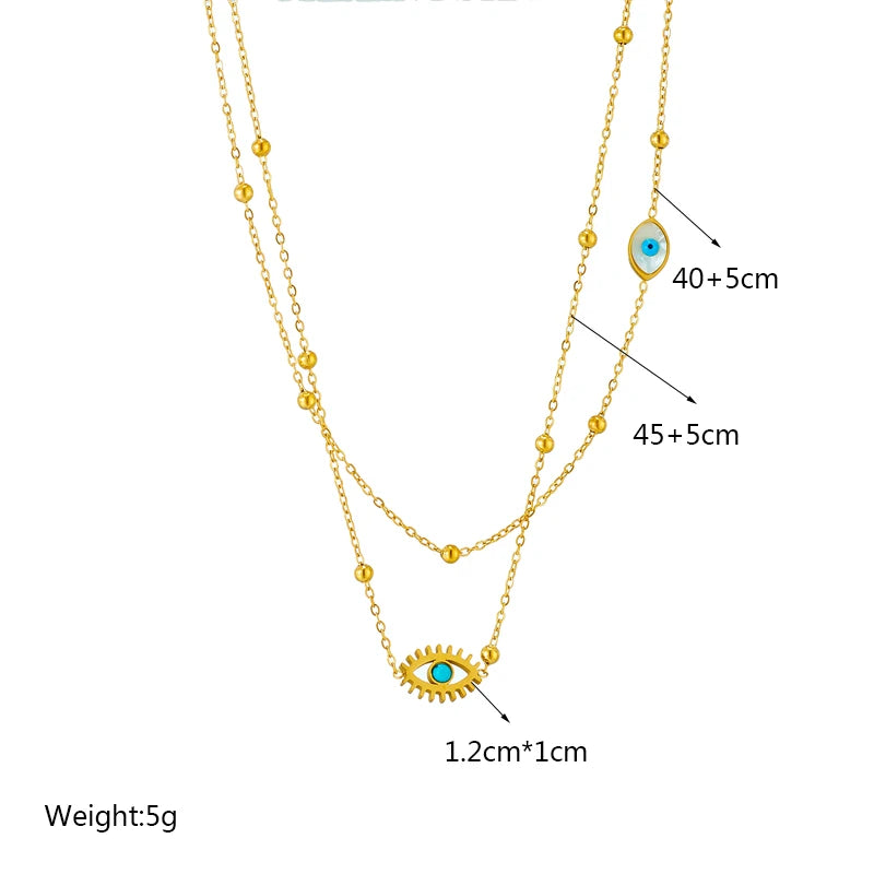 Stainless Steel Necklace Eye Double Chain Accessories for Women