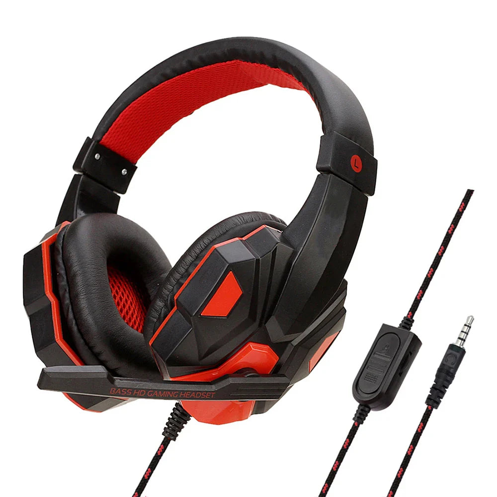 Wired Gaming Headphones for PS4 PS5 Xbox Smartphone Laptop PC Bass Stereo Gamer Headset Helmet with 120° Adjustable Microphone