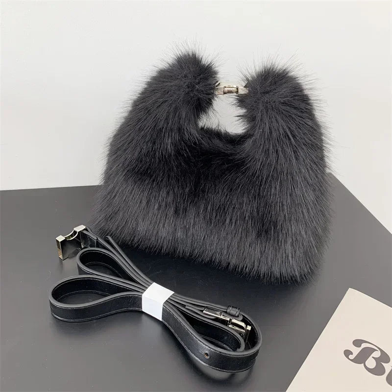 Ladies Shoulder Bags Soft Plush Female Evening Clutch Purse Handbags