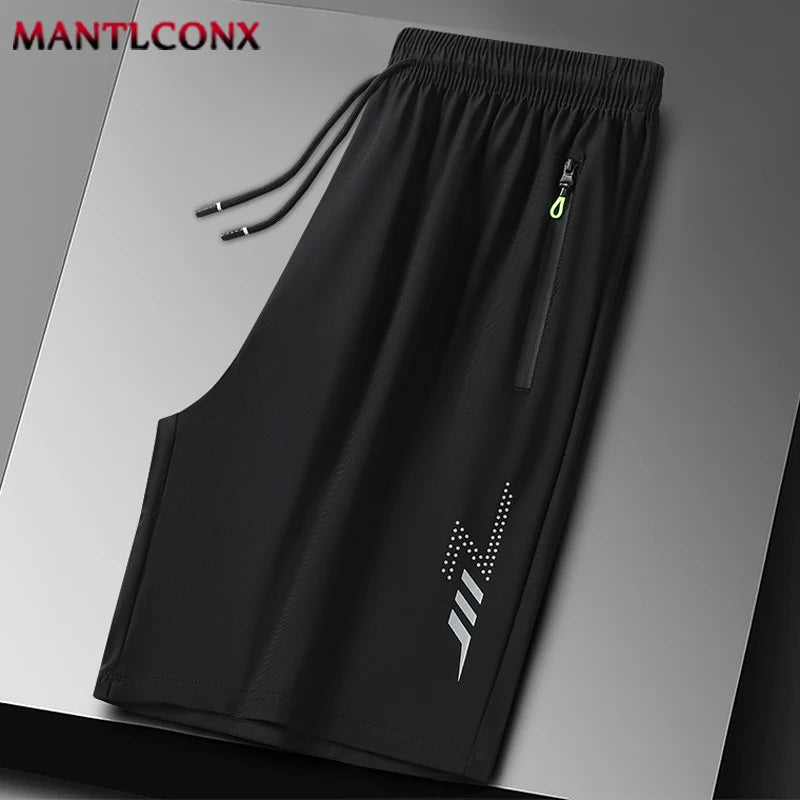 New Fashion Sports Shorts Men Breathable Quick Dry Men's Short Pants Men Breathable Elastic Waist Shorts Male Bottom Black XXXL