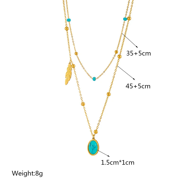 Stainless Steel Pearl Heart Butterfly Green Stone Pendant Necklace For Women