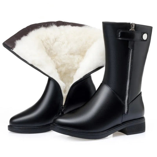 Winter boots women Black Shoes Booties Winter Genuine Leather