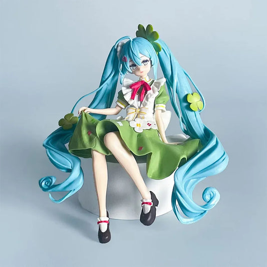 For beautiful girls, Cute Hatsune Miku figures, four-leaf clover flower fairy maiden models, decorative ornaments，birthday gift