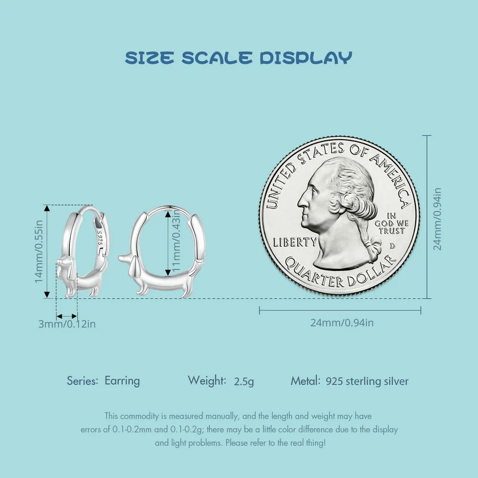 WOSTU Snake Dog Cat Ear Buckles Women 925 Sterling Silver Dachshund Hoop Earrings Girl Party Birthday Gift Minimalism Jewelry