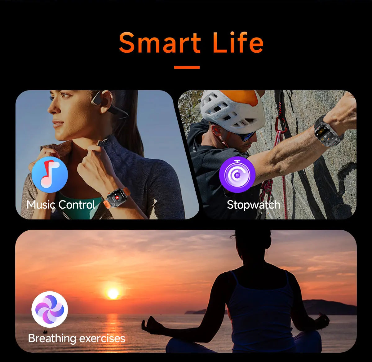 New Global Smartwatch 2.01 Inch 1100mAh Large Battery LED Light Compass Men Outdoor Sport Watch Voice Assistant Wireless Call