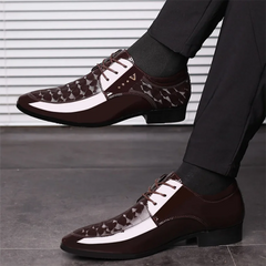 Men Shoes Formal Dress Shoe Black Patent Leather Shoes Men Lace Up Point Toe