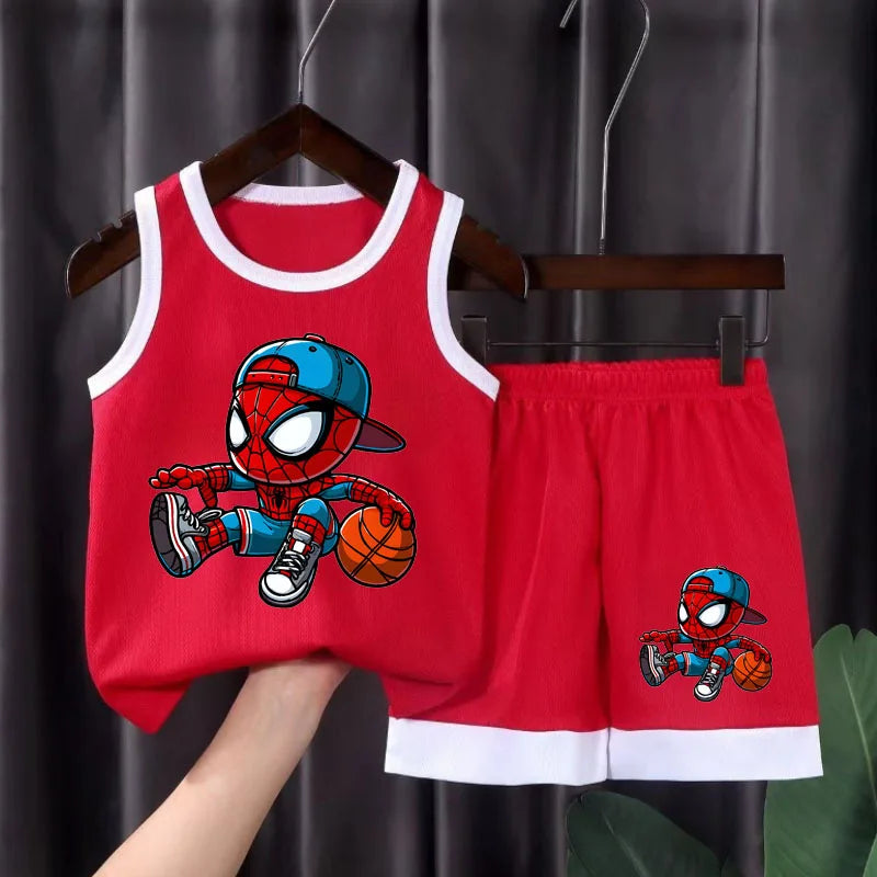 Children's Sport Clothes Sets Breathable Comfortable Mesh Casual Outfits for Boys Basketball Vest and Shorts 2pcs Suit