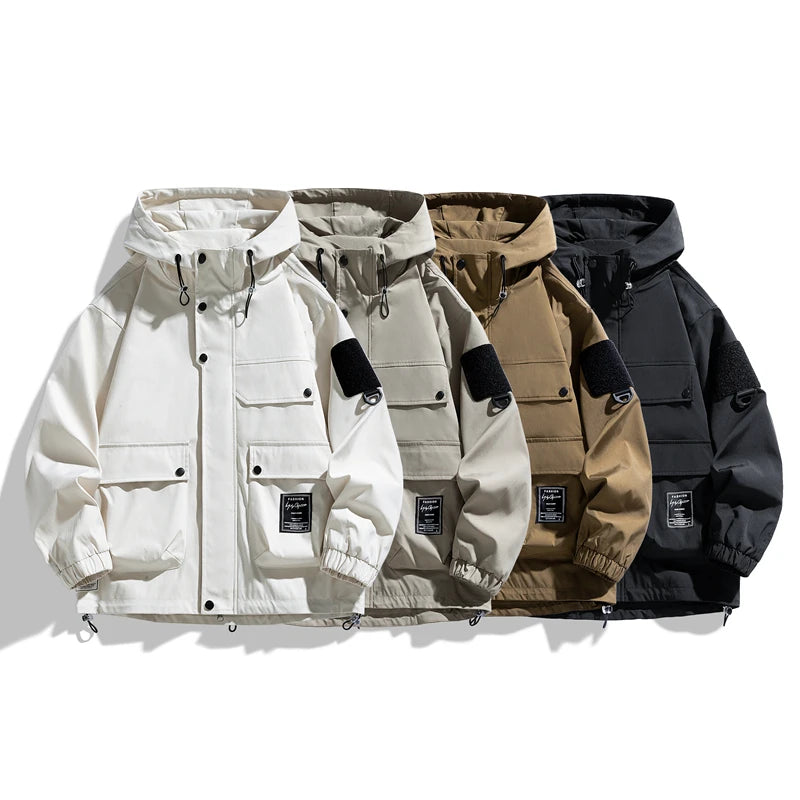 Fashion Men's Spring Autumn Functional Jacket WaterProof Hooded Outdoor Solid Color