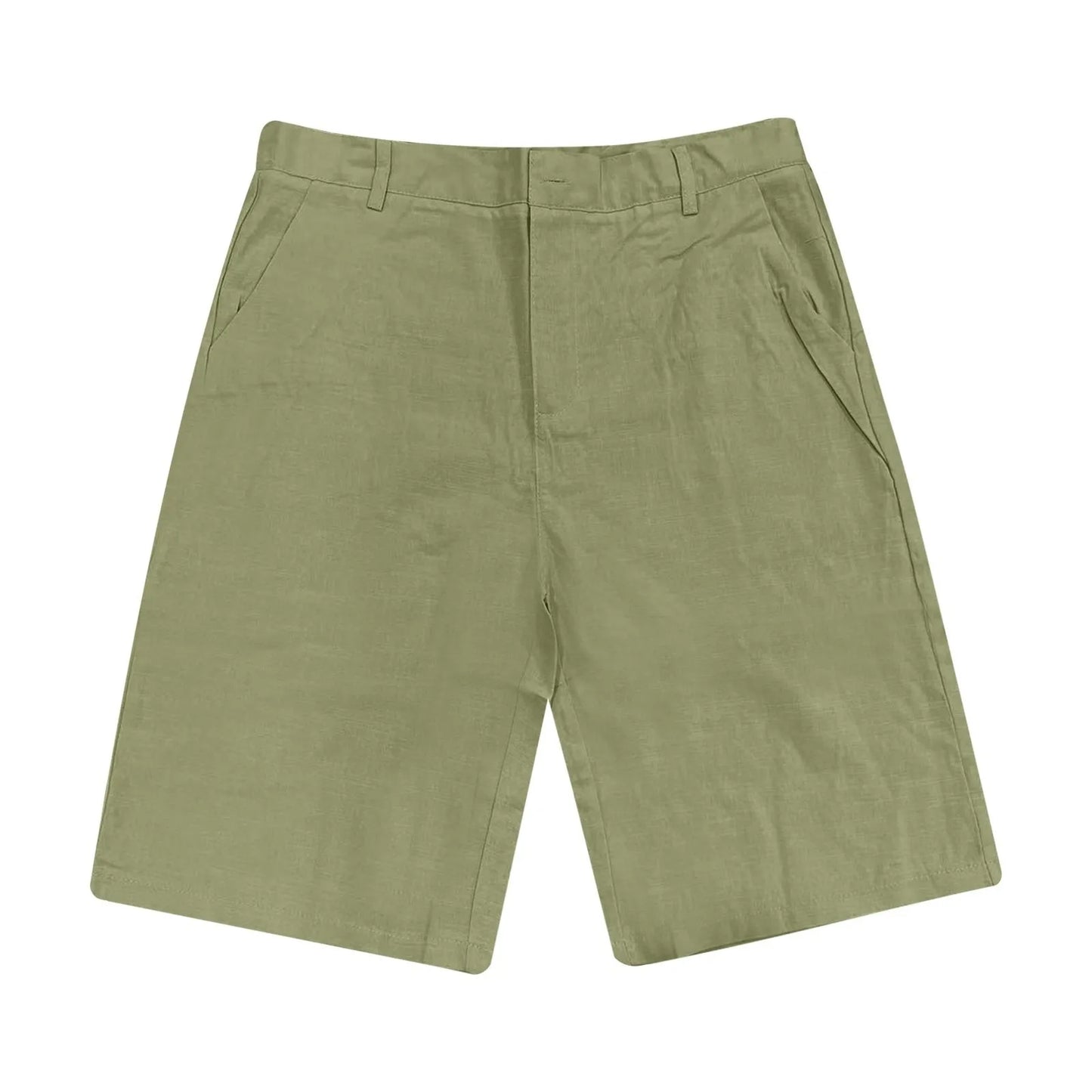 2025 Summer Cotton Linen Shorts for Men Solid Casual Button Pocket Beach Shorts Men's Comfortable Simple Vacation Leiture Pants