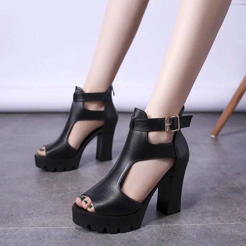New Women's Sandals Simple Fashion Sexy High Heels Solid Color Elegant Banquet Party Dress High Heels Roman Ladies High Heels