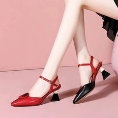 Women Sweet Pink Comfort European Stylish Bow Tie Square Heel