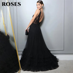 A Line Tank Evening Dresses Net Beading Sequin Charming Prom Dress