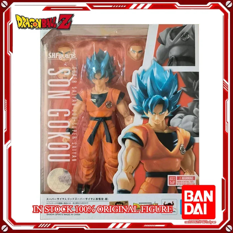 Original Bandai Dragon Ball Z S.H.Figuarts Super Saiyan God Blue Son Gokou SHF Son Goku Blue  Action Figure Model Toys
