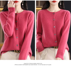 Spring and Autumn  New 100% pure merino cashmere sweater women's O-neck