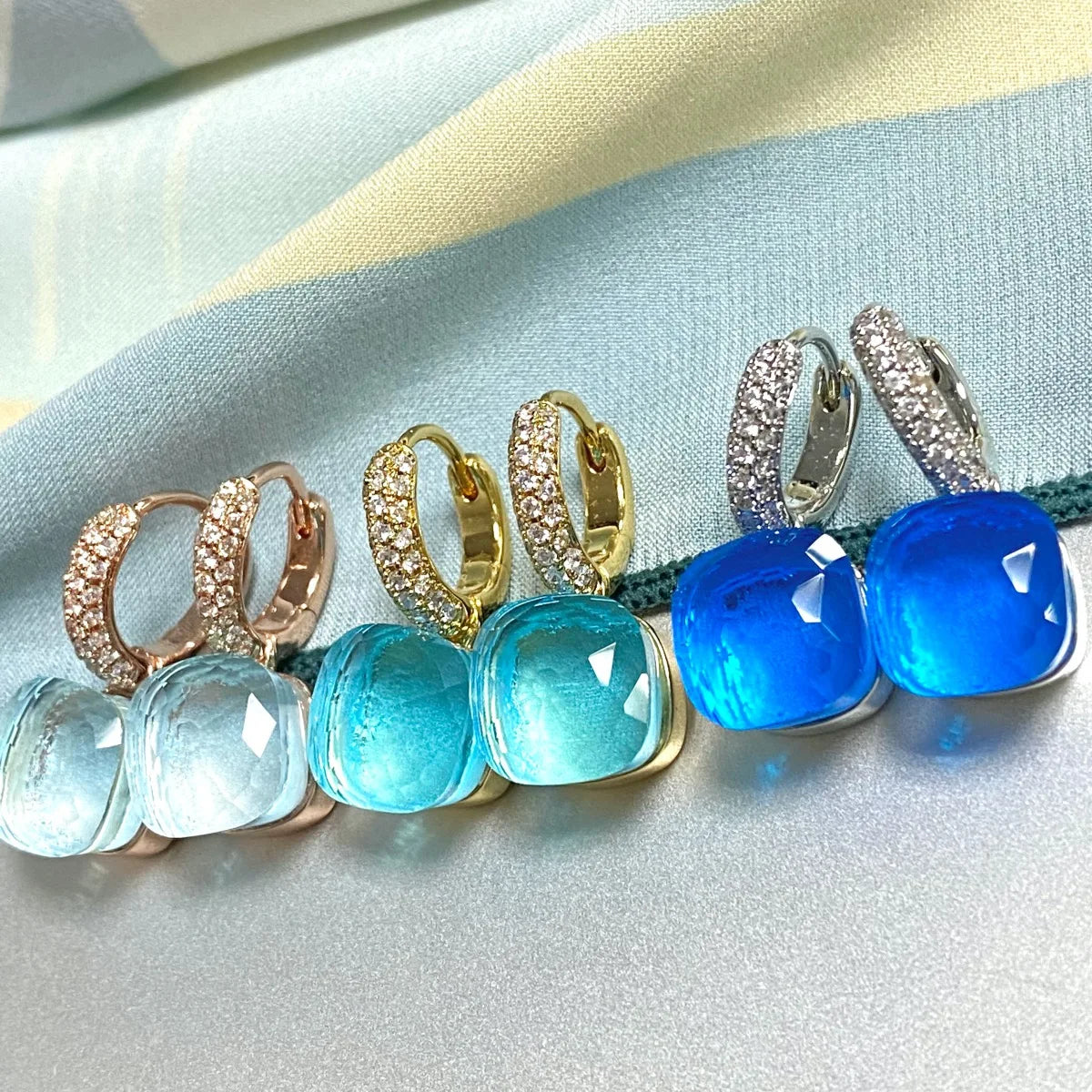 Classic Candy Color Earrings Inlay Transparent Zircon 27Colors Crystal Earrings Platinum Plated Fashion Jewelry For Women