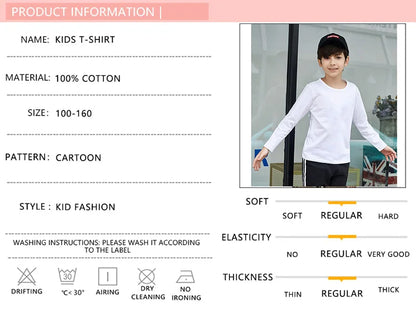 Italian Brainrot Long Sleeve T-shirt for Children Spring and Autumn Cotton Shirt for Boys Girls Cartoon Tops 3-14T