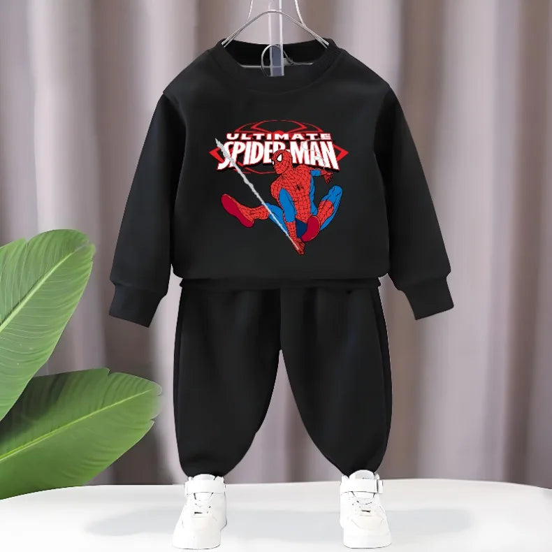 DISNEYautumn New Children's Hoodies and Trousers 2pcs Sets Anime Spiderman Baby Boys Long Sleeve Pullover Suits Kids Tracksuit