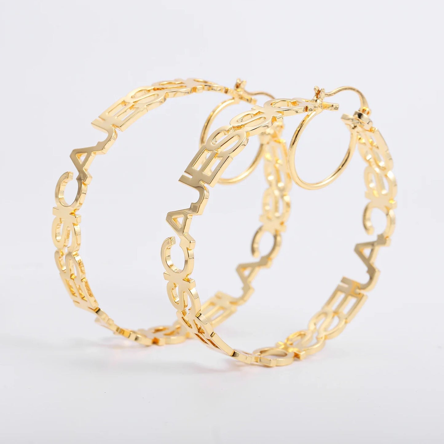 Custom Hoop Earrings With Name Personalized Name Earrings For Women Large Circle Letter Earrings Gold Stainless Steel Jewelry