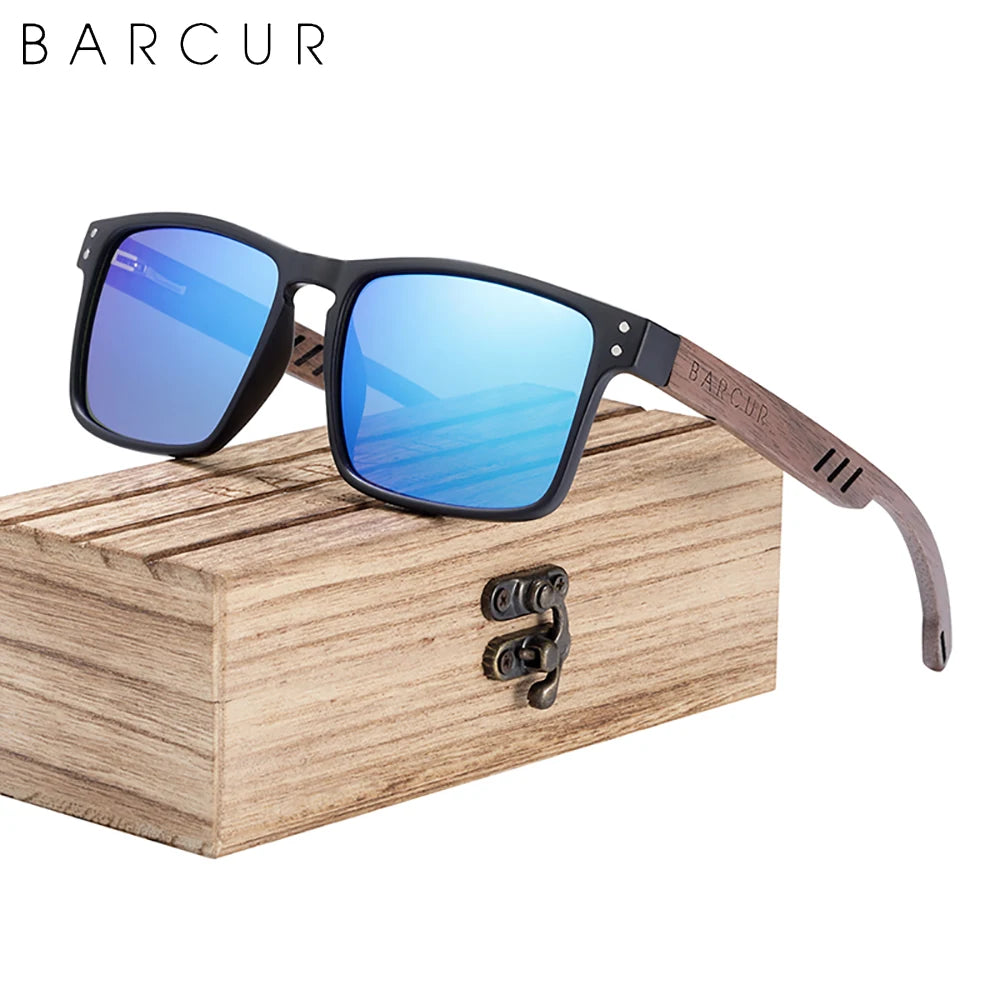 Sunglasses for Men Brand Designer Natural Walnut Wood Sun Glasses