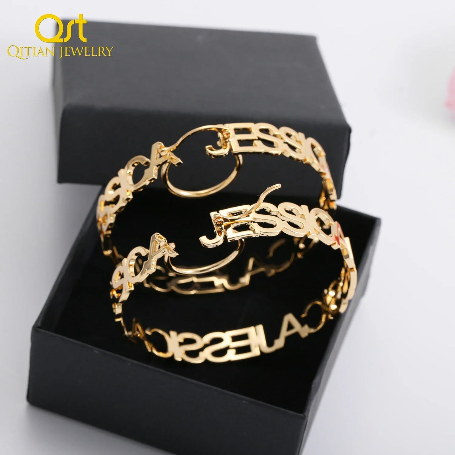 Custom Hoop Earrings With Name Personalized Name Earrings For Women Large Circle Letter Earrings Gold Stainless Steel Jewelry