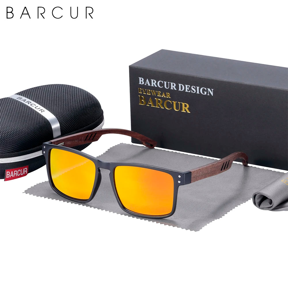 Sunglasses for Men Brand Designer Natural Walnut Wood Sun Glasses