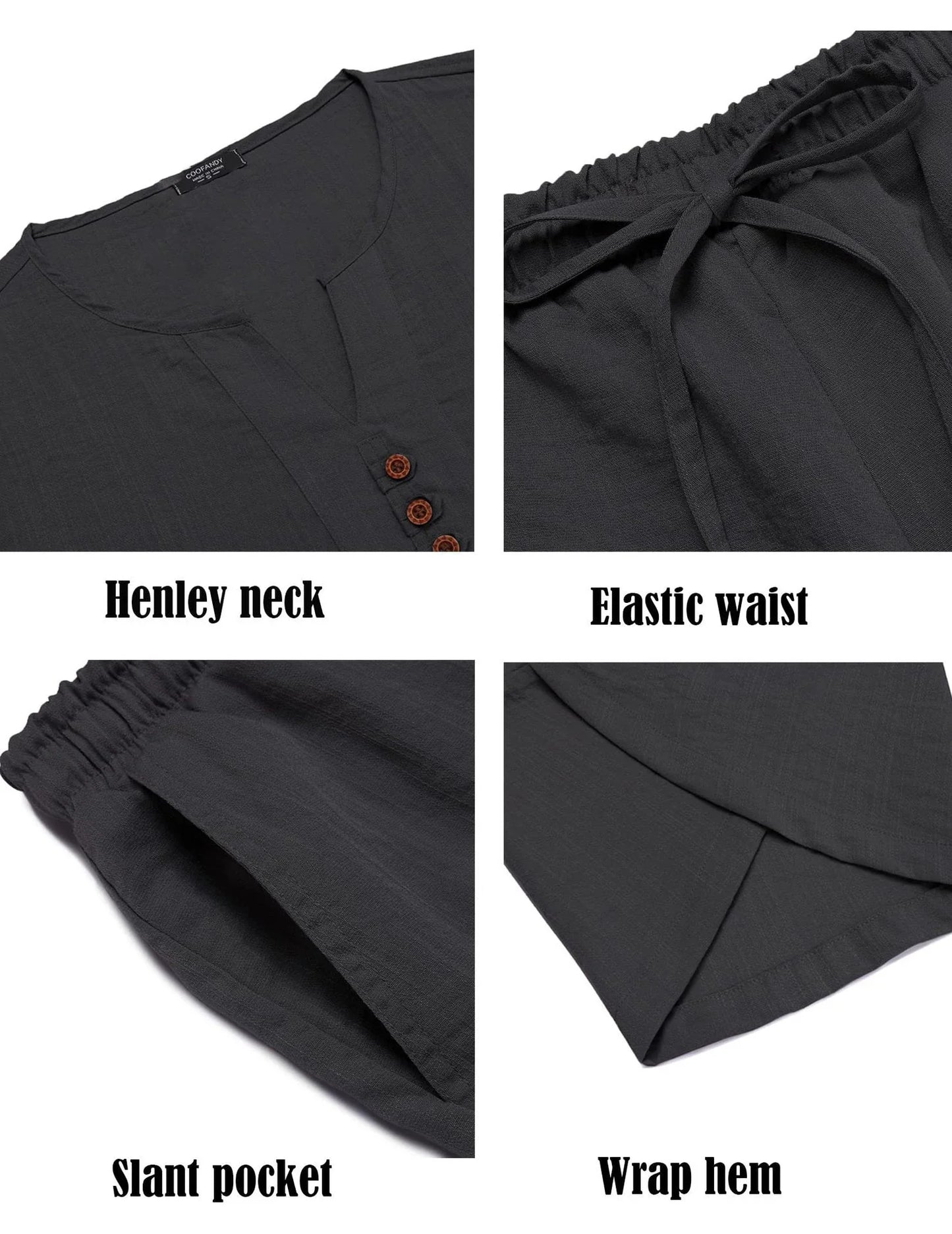 Summer Cotton Linen Shirt Set Men's Casual Outdoor 2-Piece Suit Andhome Clothes Pajamas Comfy Breathable Beach Short Sleeve Sets