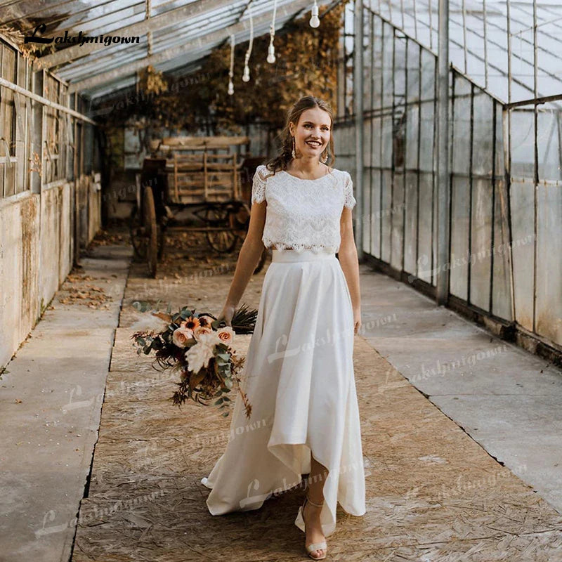 White Bridesmaid Dresses: Wedding Dresses O-Neck Short Cap Sleeve
