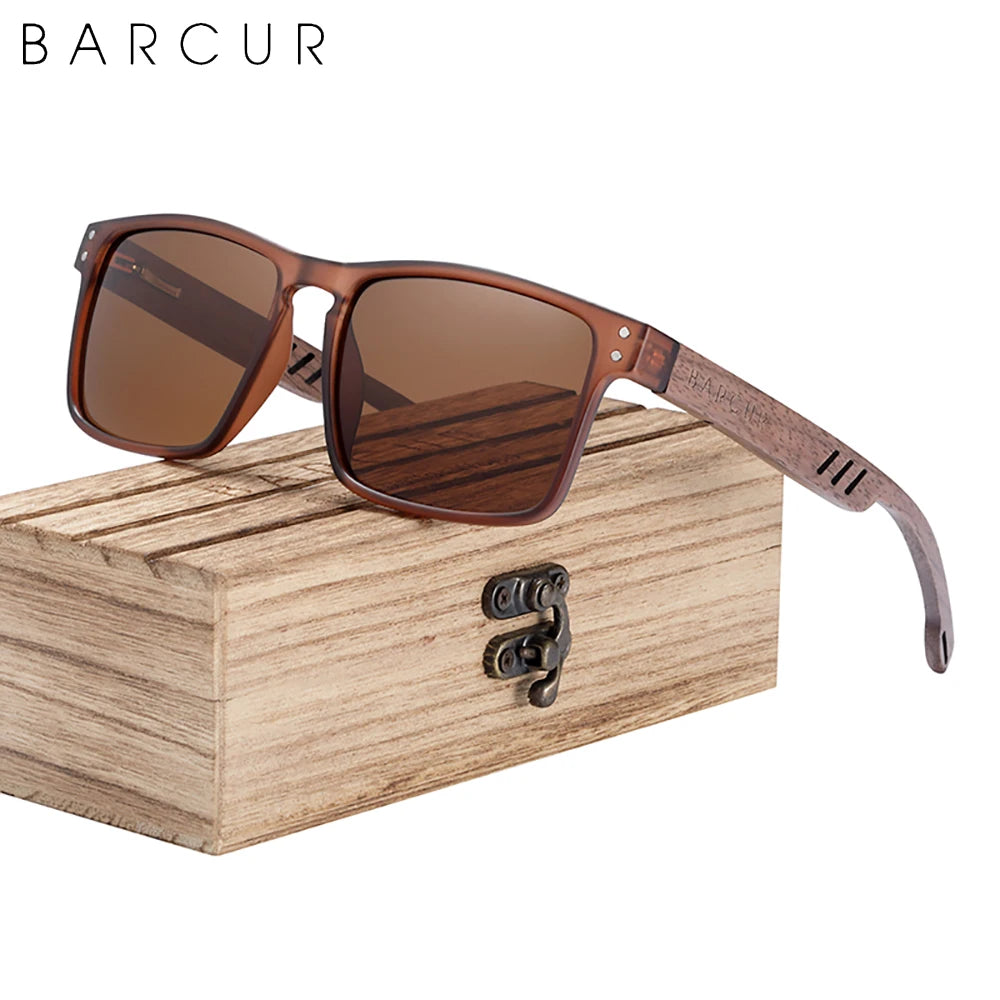 Sunglasses for Men Brand Designer Natural Walnut Wood Sun Glasses