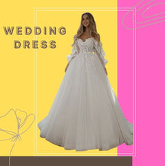 Wedding Dresses Puff Sleeve Appliques Lace 3D Flowers off Shoulder