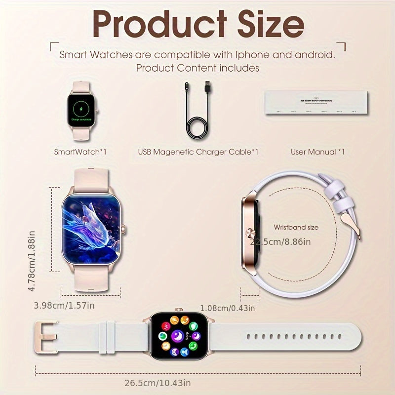 Smart Watch -for Women Stylish Fitness Tracker with Heart Rate Monitor, Message Notifications, Multi-Sport Mode, Music Playback